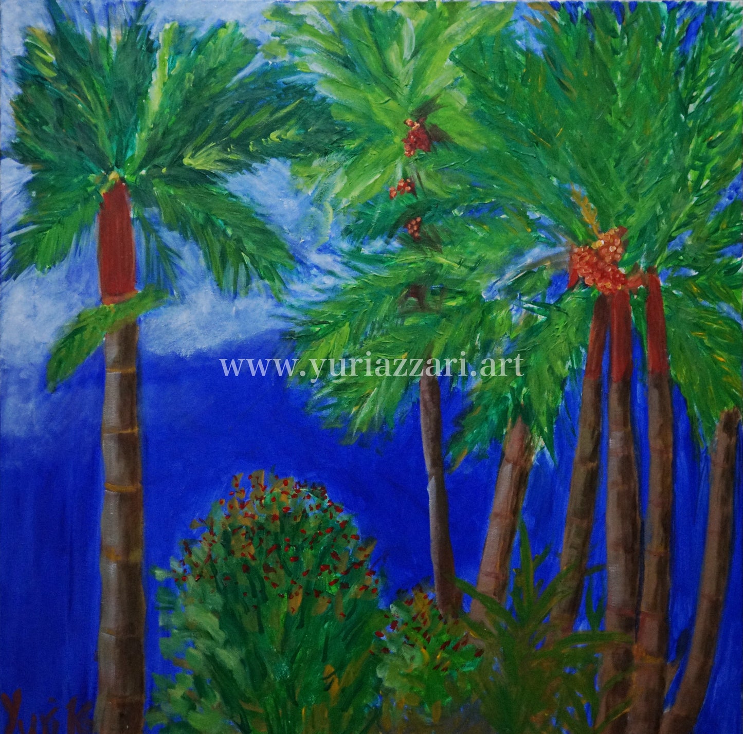 Deep Forest Palms (80x80cm)
