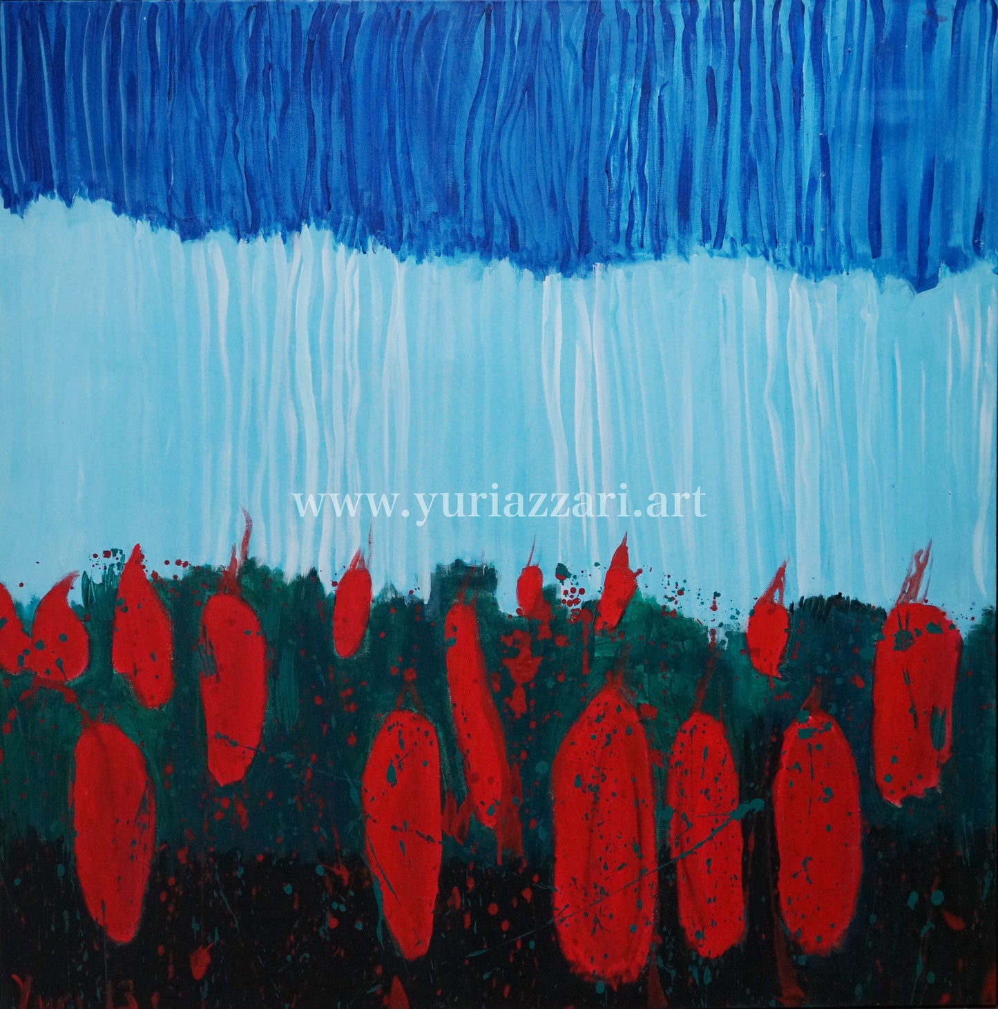 Flaming Chillies (100x100cm)