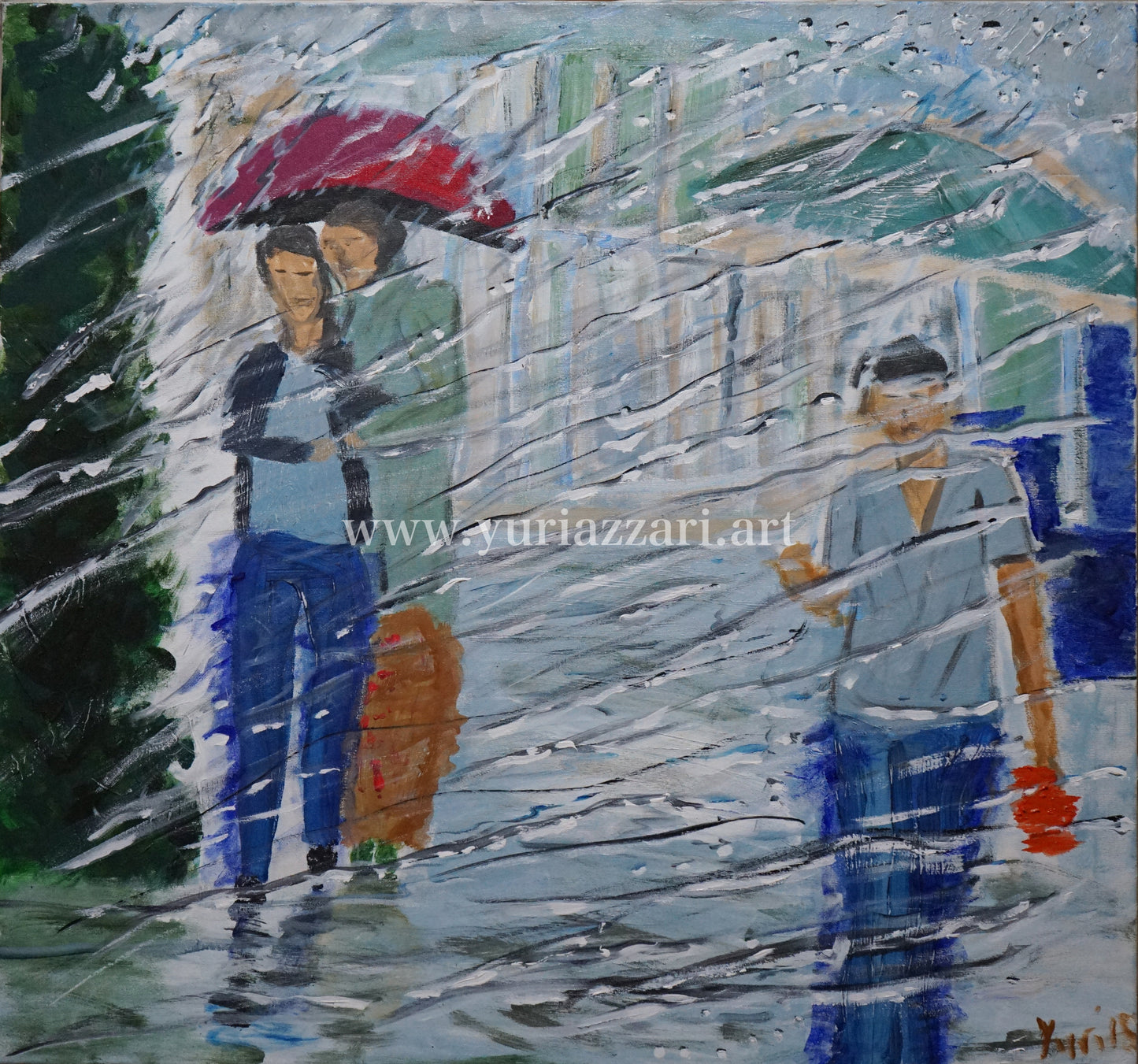 Rain View from Inside a Car (80x76cm)