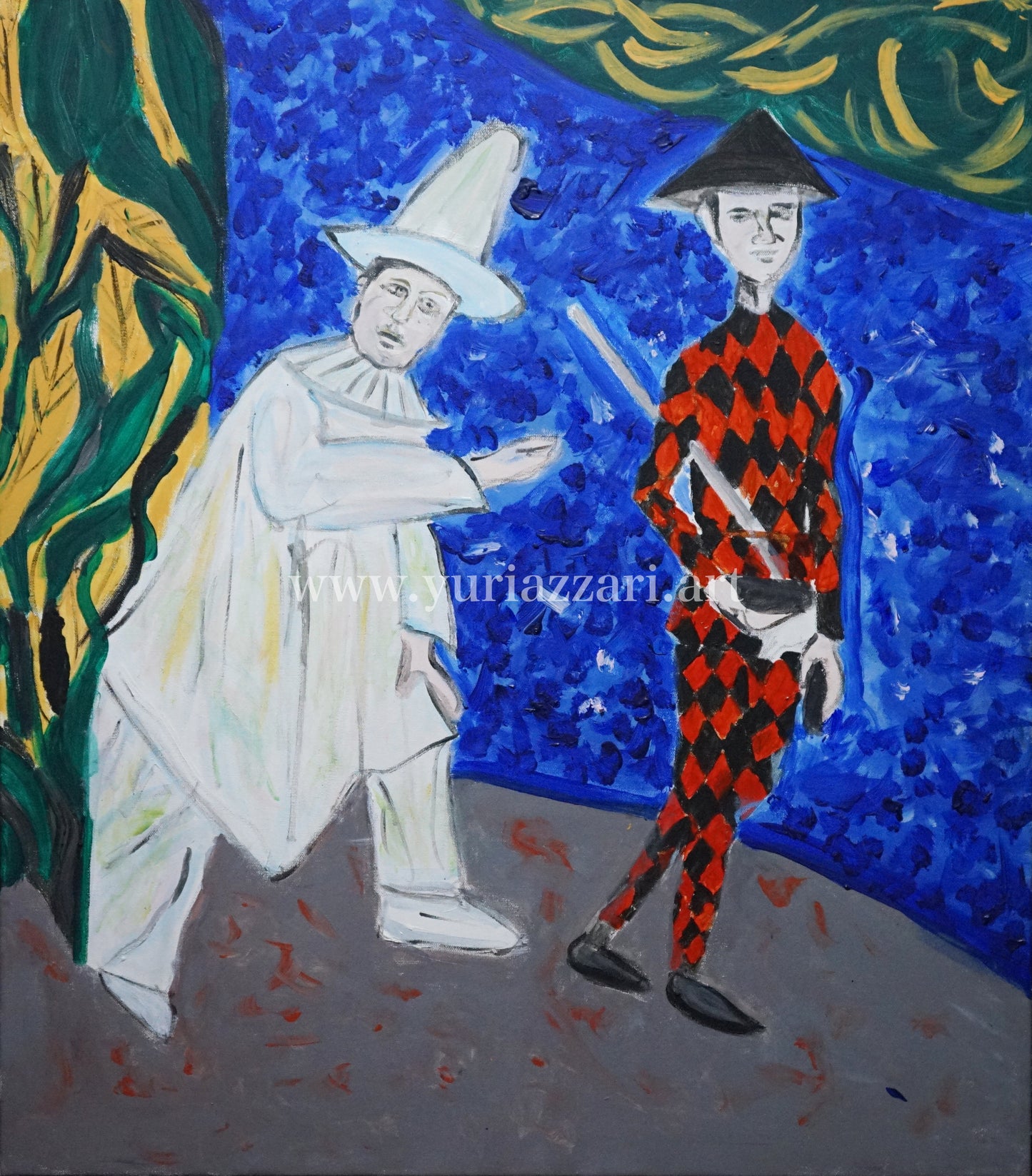 Interpretation of Cezanne Pierot & Harlequin (66x76cm)
